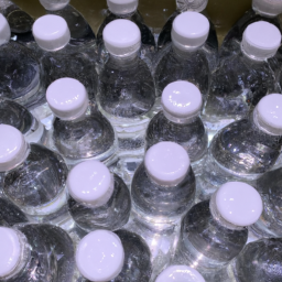 water bottles with crystals inside