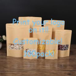 Window Kraft Paper Bag Wholesale Snack Food Packaging Bag Tea Bag Kraft Paper Self Sealing Bag