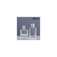 Flat round glass perfume bottle